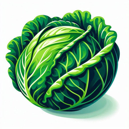 Cabbage isolated on white background. Vector illustration. Eps 10.のイラスト素材