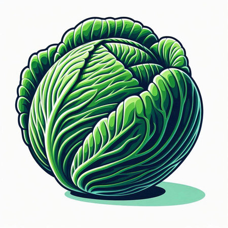 Cabbage isolated on white background. Vector illustration. Eps 10.のイラスト素材
