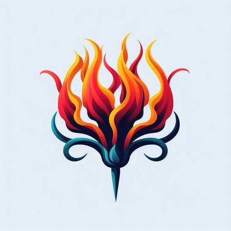 Fire icon on blue background. Vector illustration of a fire icon.のイラスト素材