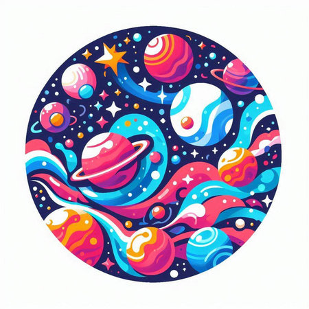 Cartoon planets in space. Vector illustration for your design. Eps10のイラスト素材