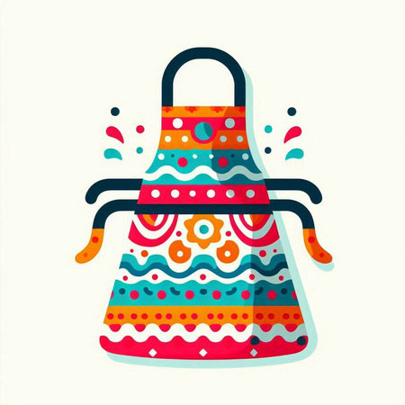 Colorful apron with pattern. Vector illustration in flat style.のイラスト素材