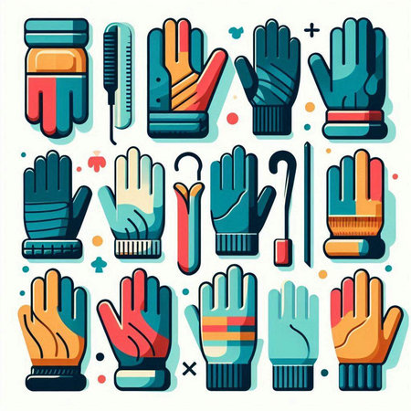 Gloves icons set in flat style. Vector illustration for your designのイラスト素材