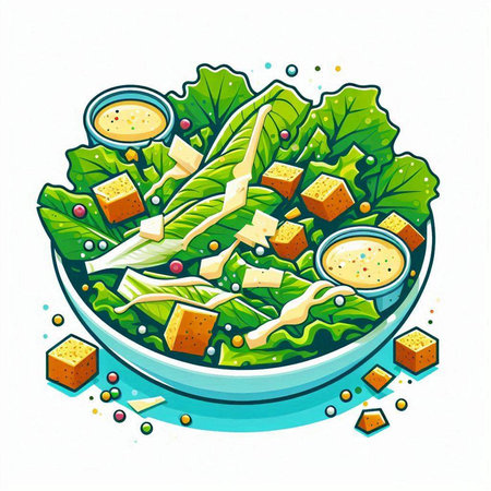 Vegetarian salad with tofu and mayonnaise, vector illustrationのイラスト素材