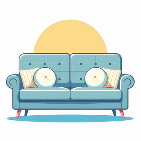 Sofa with pillows on white background. Vector illustration.のイラスト素材