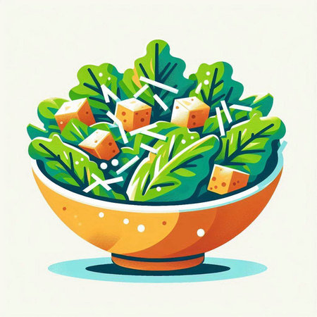 Salad in a bowl. Vector illustration of a vegetable salad.のイラスト素材