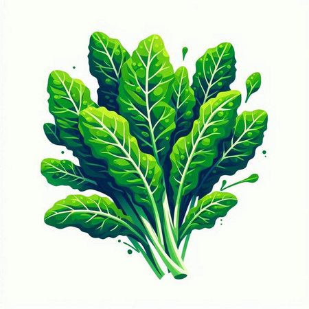 Vector illustration of fresh green chard isolated on white background. Healthy vegetarian food.のイラスト素材