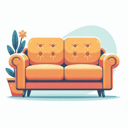 Sofa vector illustration in flat cartoon style. Isolated on white background.のイラスト素材