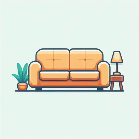 Sofa flat color icon. Vector illustration of a sofa in flat styleのイラスト素材