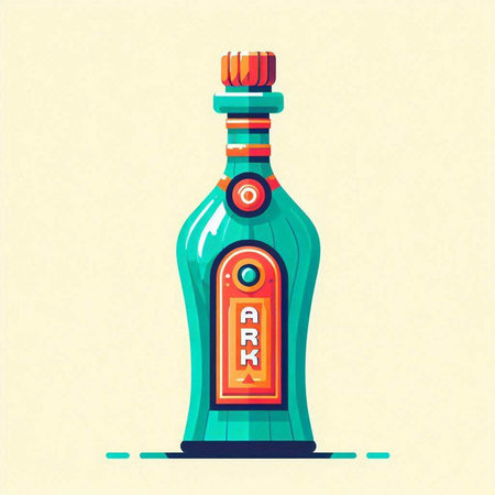 Cocktail bottle on a light background. Vector illustration in flat style.のイラスト素材