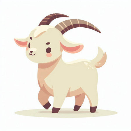 Cute cartoon goat. Vector illustration isolated on a white background.のイラスト素材