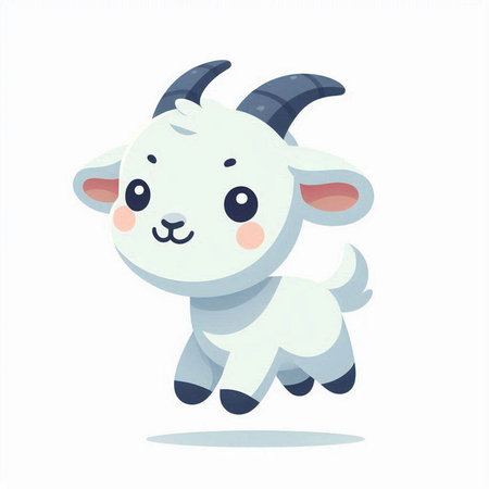 Cute cartoon goat. Vector illustration isolated on a white background.のイラスト素材