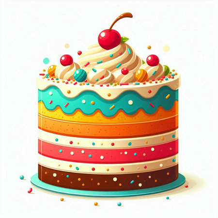Birthday cake isolated on white background. Vector illustration. Eps 10のイラスト素材