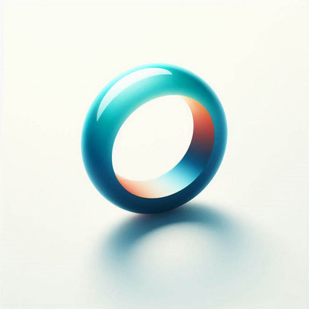3d rendering of a blue ring with reflection on a white backgroundのイラスト素材