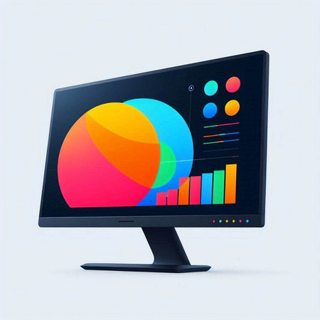 Computer monitor with graph on a white background. 3d illustration.のイラスト素材