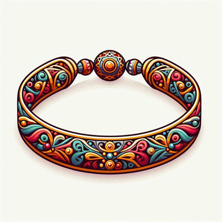 Necklace with ethnic pattern. Hand drawn illustration for your designのイラスト素材