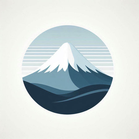 Mountain icon. Vector illustration of a mountain in a circle.のイラスト素材