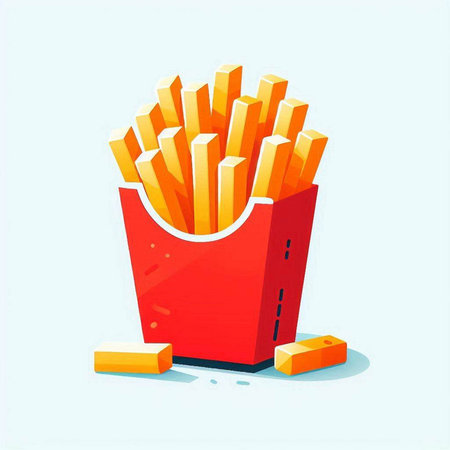 French fries in a red box. Vector illustration of fast food.のイラスト素材