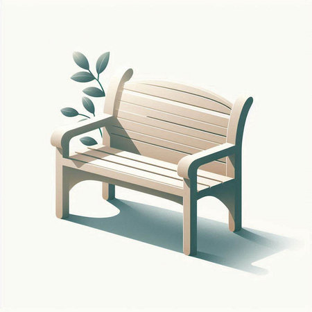 Wooden bench in the park. 3D illustration. Vintage style.のイラスト素材