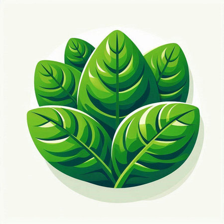 Green leaves icon, vector illustration. Flat design style with shadows.のイラスト素材