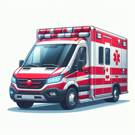 Ambulance car vector illustration. Isolated on white background.のイラスト素材