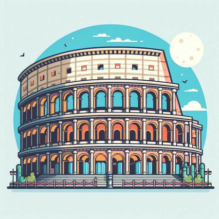 Colosseum in Rome, Italy. Vintage vector illustration.のイラスト素材