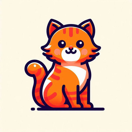 Cute cat cartoon vector illustration. Cute cat mascot character.のイラスト素材