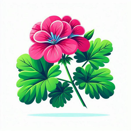 Geranium flowers. Vector illustration. Isolated on white background.のイラスト素材
