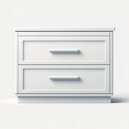 Illustration of a white chest of drawers on a white backgroundのイラスト素材
