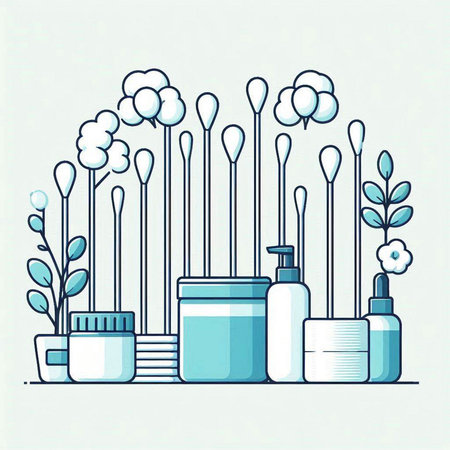 Cosmetics and spa. Vector illustration in flat linear style. Beauty products.のイラスト素材