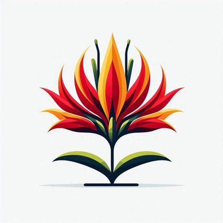 Colorful Bird of paradise flower isolated on white background. Vector illustration.のイラスト素材