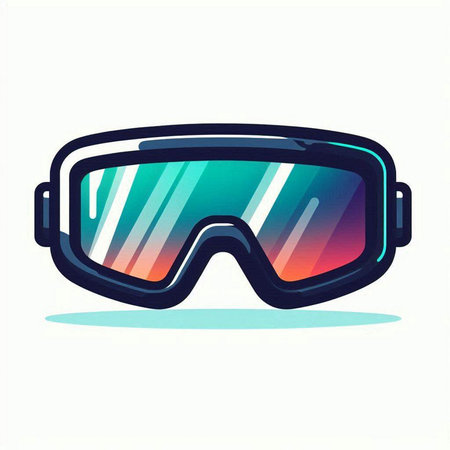 Ski goggles vector illustration isolated on white background. Extreme sport equipment.のイラスト素材