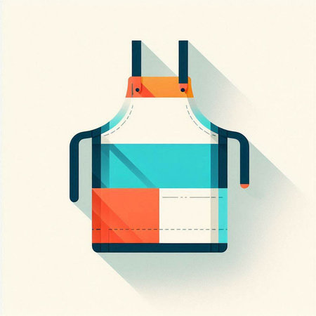 Apron with a long shadow. Flat design style. Vector illustrationのイラスト素材