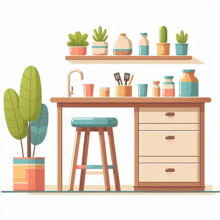Furniture in the living room. Vector illustration in flat styleのイラスト素材