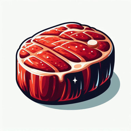 Steak. Vector illustration of a piece of raw meat on a white background.のイラスト素材