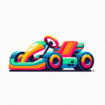 Funny kart car. Colorful vector illustration for your designのイラスト素材