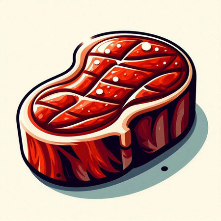 Steak illustration. Vector illustration of a piece of raw meat.のイラスト素材
