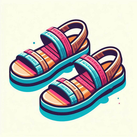 Vector illustration of a pair of sandals isolated on a white background.のイラスト素材