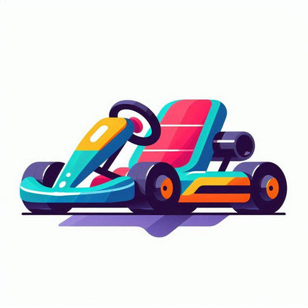 Colorful Go-kart vector illustration isolated on white background.のイラスト素材