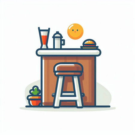 Kitchen furniture flat color vector icon. Furniture and kitchen utensils. Furniture and kitchen interior.のイラスト素材