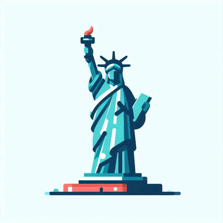 Statue of Liberty. Flat style vector illustration isolated on white background.のイラスト素材
