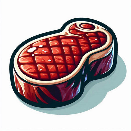 Illustration of a piece of meat on a white background, vector illustrationのイラスト素材