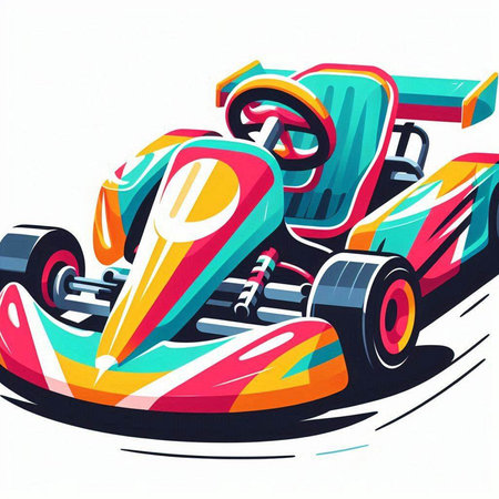 Cartoon karting car. Vector illustration. Eps 10.のイラスト素材