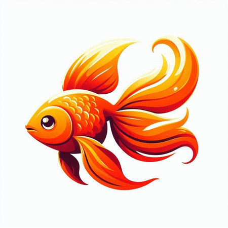 Goldfish. Vector illustration of a goldfish isolated on white background.のイラスト素材