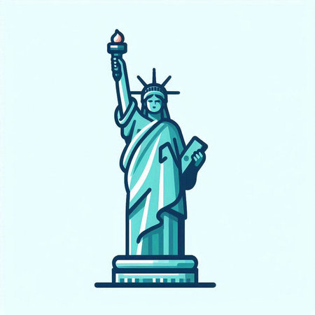 Statue of Liberty, New York, United States of America, vector illustrationのイラスト素材