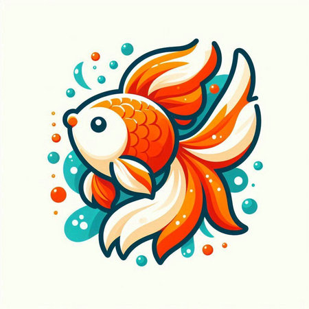 Goldfish. Vector illustration. Isolated on a white background.のイラスト素材
