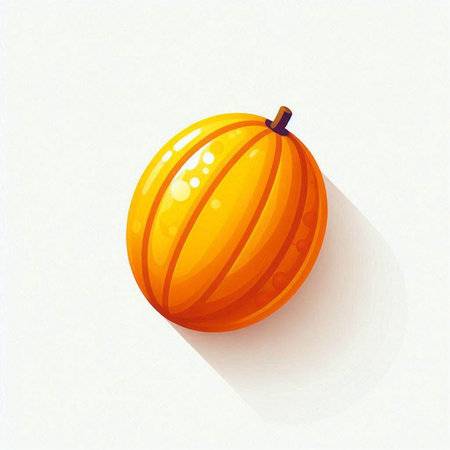 Illustration of a ripe orange pumpkin on a white background with shadowのイラスト素材