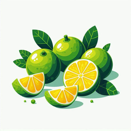 Lime fruit isolated on white background. Vector illustration. Eps 10.のイラスト素材