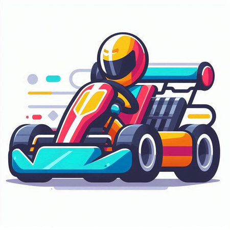 Cartoon karting car. Vector illustration. Isolated on white background.のイラスト素材
