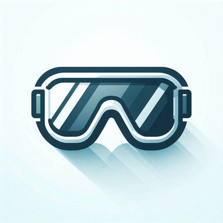 Ski goggles icon, flat design, long shadow. Vector illustrationのイラスト素材