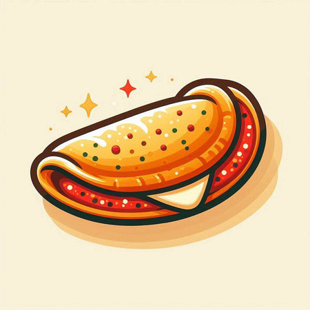 Illustration of a hot dog with cheese on a light background.のイラスト素材